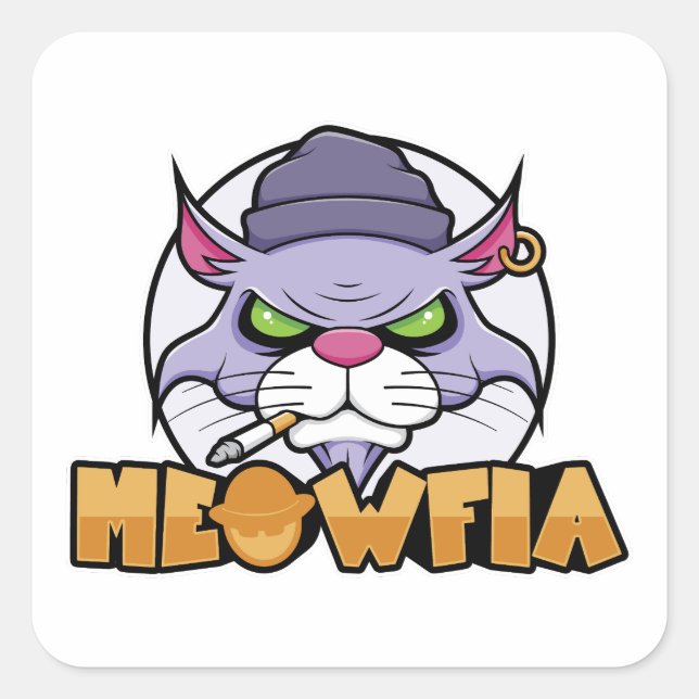 Meowfia Funny Gangster Burmese Cat Sticker (Front)