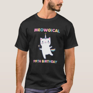Meowgical 99th Birthday Kitty 99 Year Old Cat T-Shirt