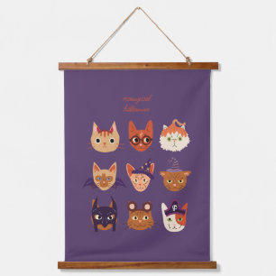 Meowgical Cat in Costumes Halloween Hanging Tapestry