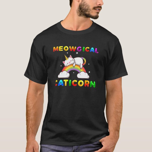 Meowgical Caticorn Ee Cat Unicorn Girls Women Kitt T-Shirt (Front)