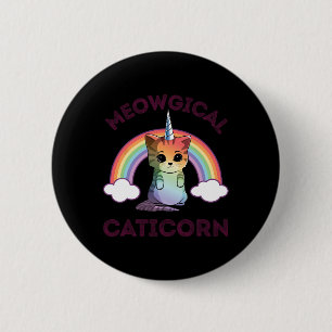 Meowgical Caticorn T Shirt Cat Unicorn Girls Women 6 Cm Round Badge