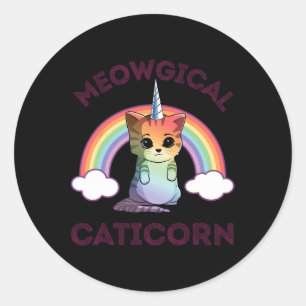 Meowgical Caticorn T Shirt Cat Unicorn Girls Women Classic Round Sticker
