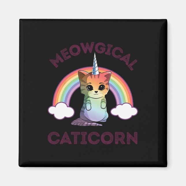 Meowgical Caticorn T Shirt Cat Unicorn Girls Women Magnet (Front)