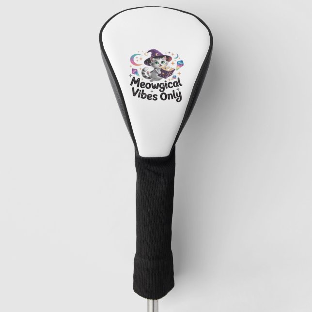 Meowgical Vibes Only, Floating Kawaii Witch Cat Ov Golf Head Cover (Front)
