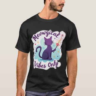 Meowgical Vibes Only Magical Purple Cat T-Shirt
