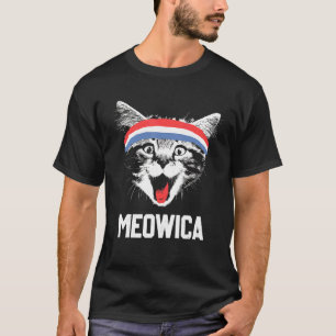 Meowica 4th July Pawtriotic Kitty Merica Cat Us Fl T-Shirt
