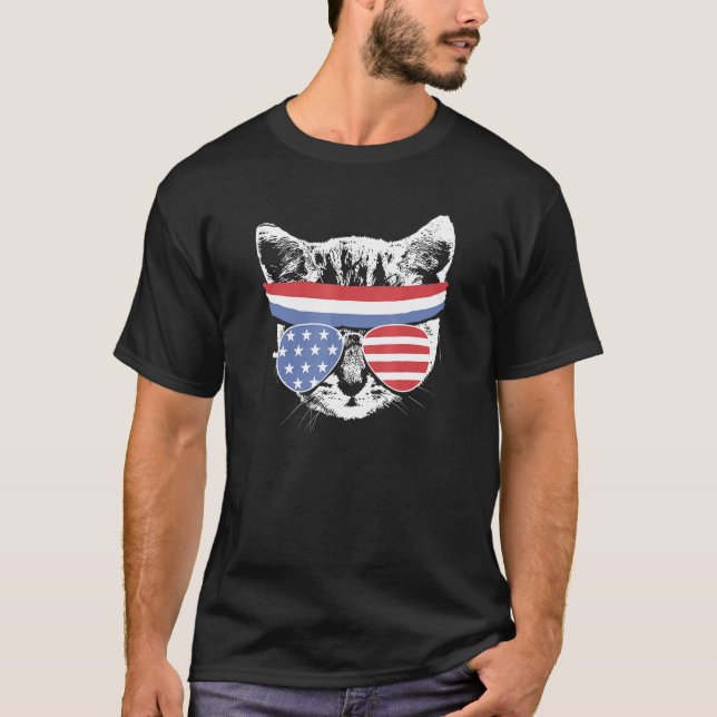 Meowica 4th July Pawtriotic Kitty Merica Cat Us Fl T-Shirt (Front)