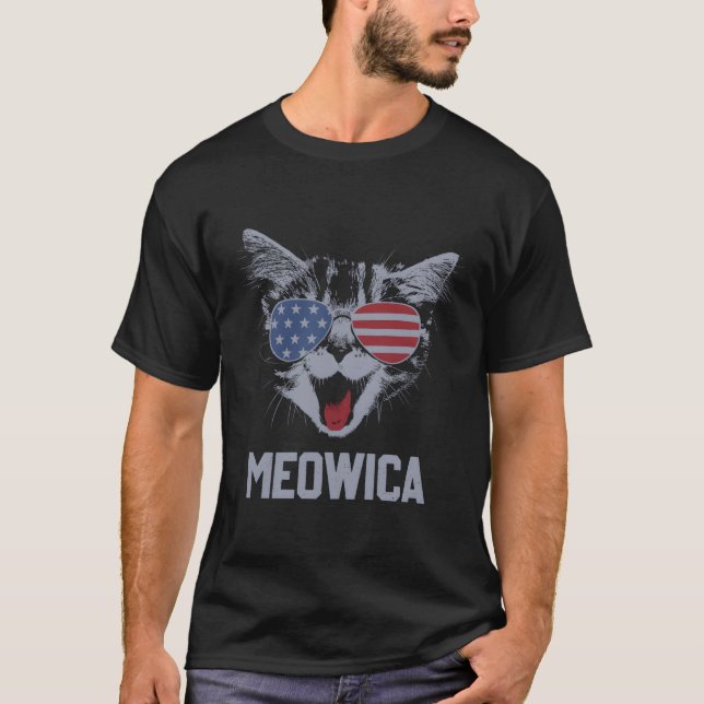 Meowica 4Th July Pawtriotic Kitty Merica Cat Us Fl T-Shirt (Front)