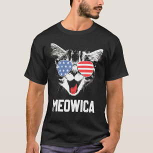 Meowica 4th July Pawtriotic Kitty Merica Cat Us Fl T-Shirt