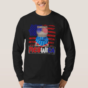 Meowica 4th Of July American Glass Flag Ameowica C T-Shirt