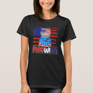 Meowica 4th Of July American Glass Flag Ameowica C T-Shirt