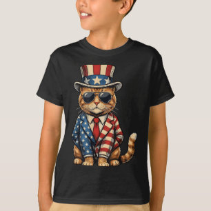 Meowica 4th Of July Cat Aamerican Flag Aamerica T-Shirt