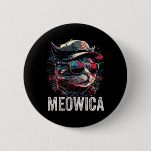 Meowica 4th Of July Cat American Flag America Usa 6 Cm Round Badge