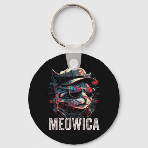 Meowica 4th Of July Cat American Flag America Usa Key Ring