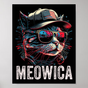 Meowica 4th Of July Cat American Flag America Usa Poster