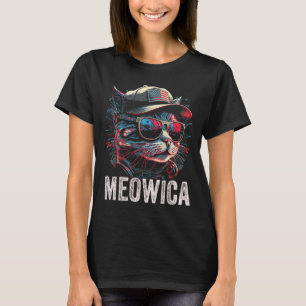 Meowica 4th Of July Cat American Flag America Usa T-Shirt