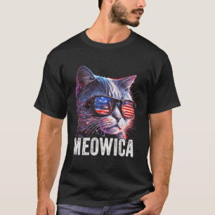 Meowica 4Th Of July Cat American Flag America Usa T-Shirt