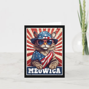 Meowica 4th Of July Cat American Flag Cat Funny 4t Card