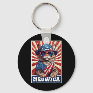 Meowica 4th Of July Cat American Flag Cat Funny 4t Key Ring