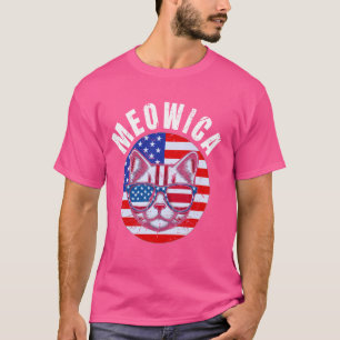 Meowica 4th of July Cat American Flag Cat Funny 4t T-Shirt