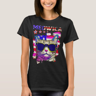 Meowica 4th Of July  Cat American Flag USA Patriot T-Shirt