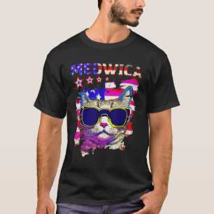 Meowica 4th Of July Cat American Flag USA Patriot T-Shirt