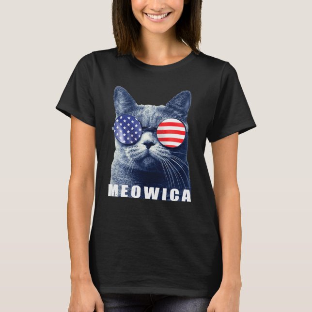 Meowica 4th Of July Cat Style America T-Shirt (Front)