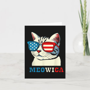 Meowica 4th Of July Cat Sungles American Usa Flag  Card