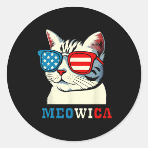 Meowica 4th Of July Cat Sungles American Usa Flag Classic Round Sticker