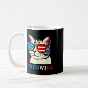 Meowica 4th Of July Cat Sungles American Usa Flag Coffee Mug
