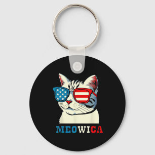 Meowica 4th Of July Cat Sungles American Usa Flag Key Ring