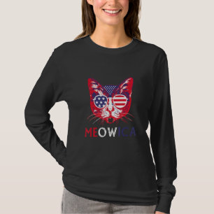Meowica  4th Of July With Usa American Flag T-Shirt