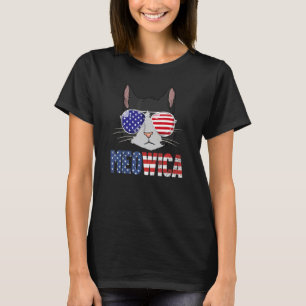 Meowica American Flag 4th Of July Tuxedo Cat Meowi T-Shirt