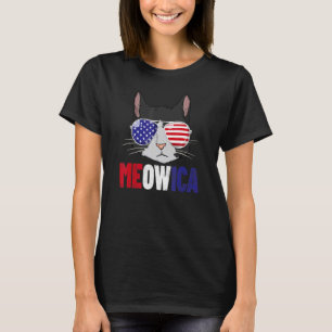 Meowica American Flag 4th Of July Tuxedo Cat Meowi T-Shirt