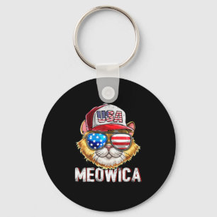 Meowica American Flag Cat 4Th Of July Trucker Key Ring