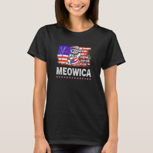 Meowica American Flag Cat Sunglasses Patriotic T-Shirt