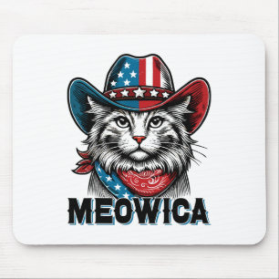 Meowica American Flag Funny 4th Of July Patriotic Mouse Mat