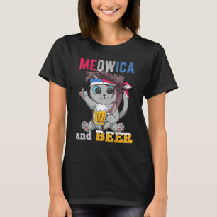 Meowica American Patriotic Mullet Cat Celebrating  T-Shirt