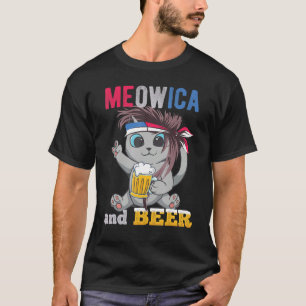 Meowica American Patriotic Mullet Cat Celebrating  T-Shirt