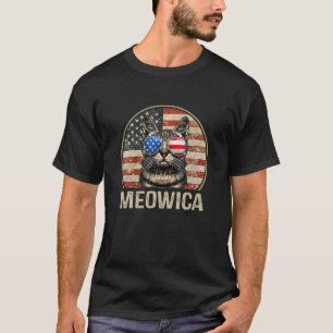 Meowica Cat 4 H Of July American Flag Sunglasses P T-Shirt