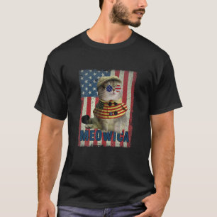 Meowica  Cat 4 H Of July Cats American Flag Merica T-Shirt