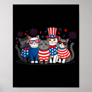 Meowica cat 4th of july american flag patriotic poster