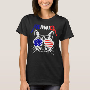 Meowica Cat 4th Of July American Flag Sunglasses P T-Shirt