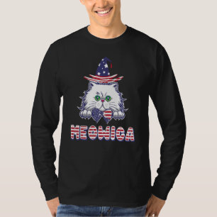 Meowica Cat 4th Of July American Usa Flag Independ T-Shirt