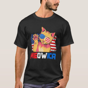Meowica Cat 4th of July Men Women Cat American Fl T-Shirt