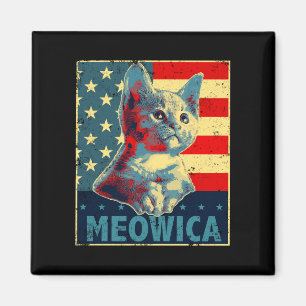 Meowica cat 4th of july patriotic american flag magnet