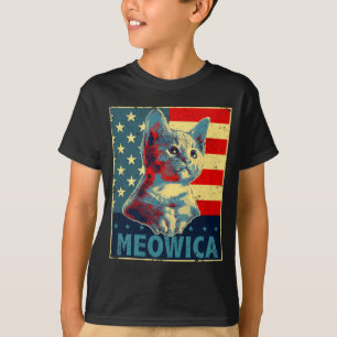 Meowica cat 4th of july patriotic american flag T-Shirt