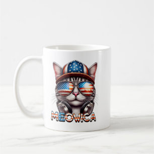 Meowica Cat 4th of July Shirt – Patriotic Cat Love Coffee Mug