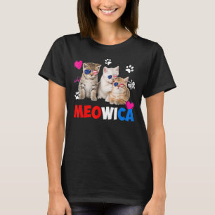 Meowica  Cat America Flag Glasses 4th Of July T-Shirt