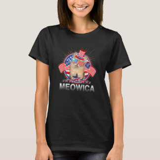Meowica Cat American Flag 4th Of July Cat T-Shirt